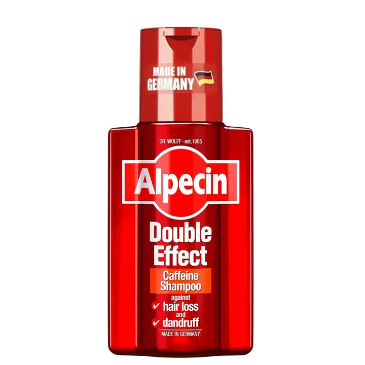 Alpecin Double Effect Caffeine Shampoo 200ml, for hair treatment and root strengthening.