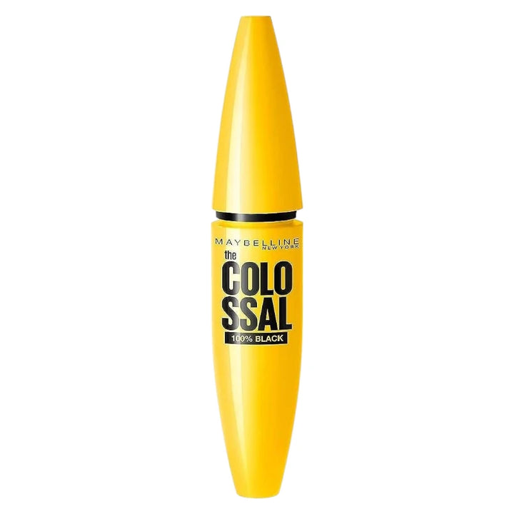 Maybelline Colossal mascara with yellow tube on a white background